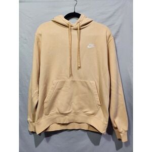 Nike Men's Sportswear Club Fleece-lined Hoodie Peach Orange White Logo Medium